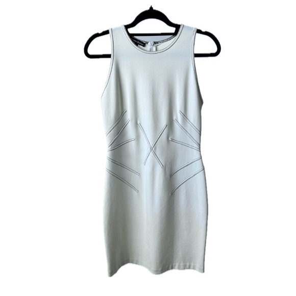 VINTAGE 90s BRUNO DULUC Sexy Cocktail Dress Contrast Stitch Design in Cream/ S - Picture 4 of 8